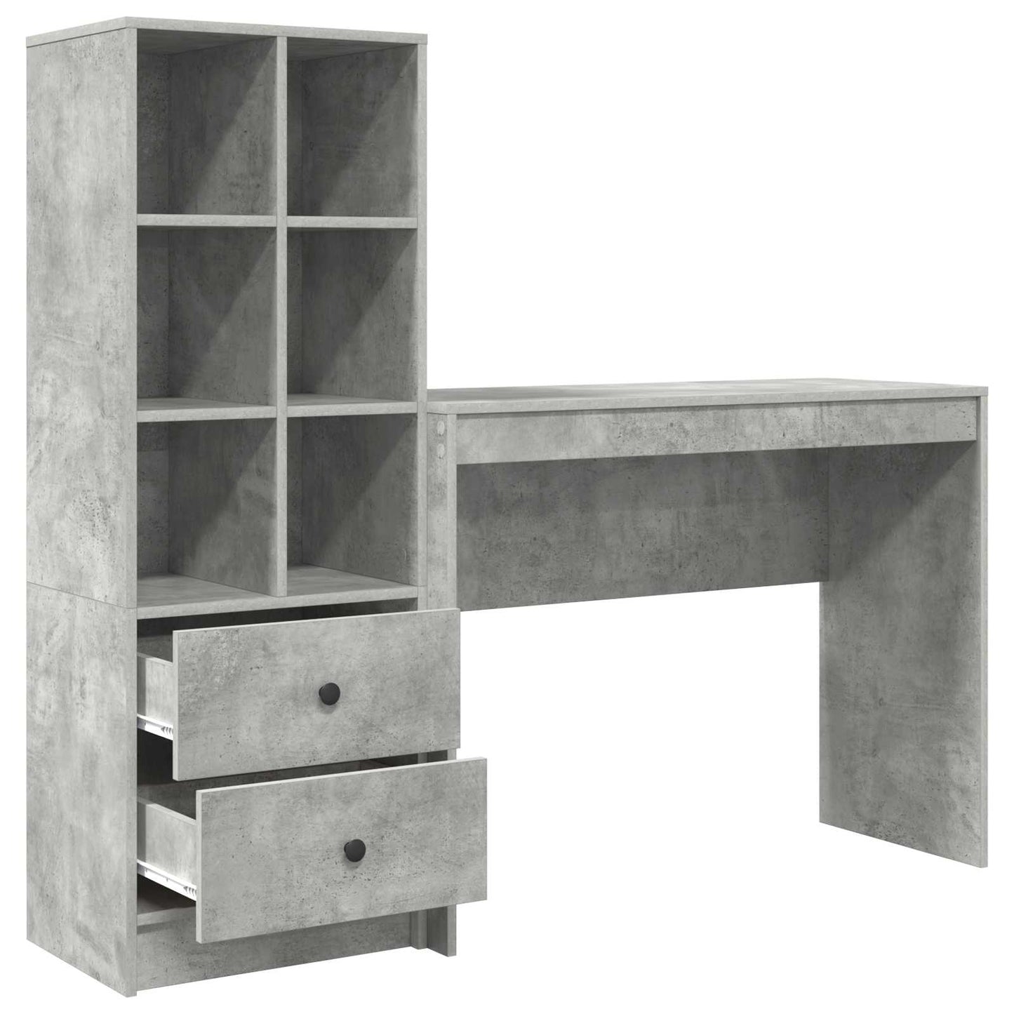Desk with Drawer with Shelf with Storage 2 pcs Concrete Grey