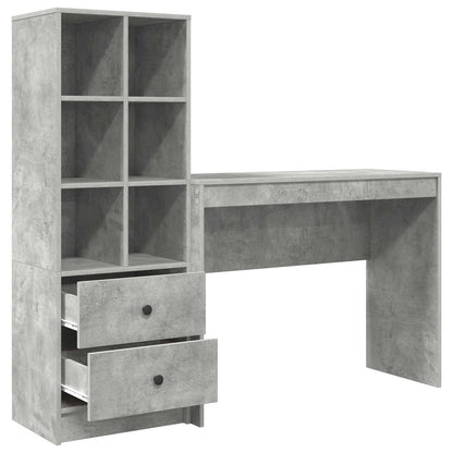 Desk with Drawer with Shelf with Storage 2 pcs Concrete Grey