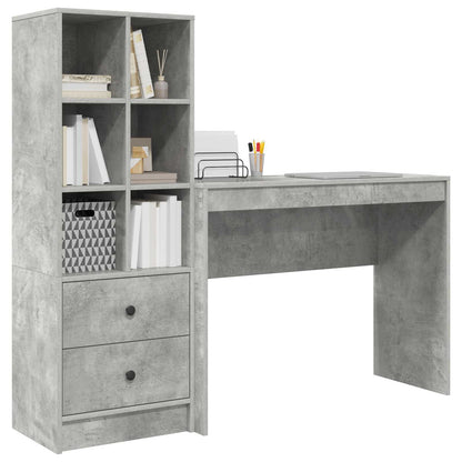 Desk with Drawer with Shelf with Storage 2 pcs Concrete Grey