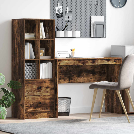Desk Smoked Oak 145.5 x 40 x 127 cm 2 pcs