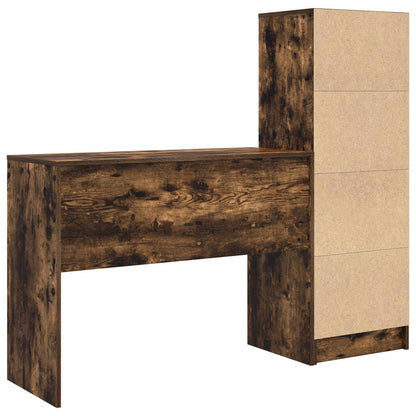 Desk with Drawer with Shelf with Storage 2 pcs Smoked Oak