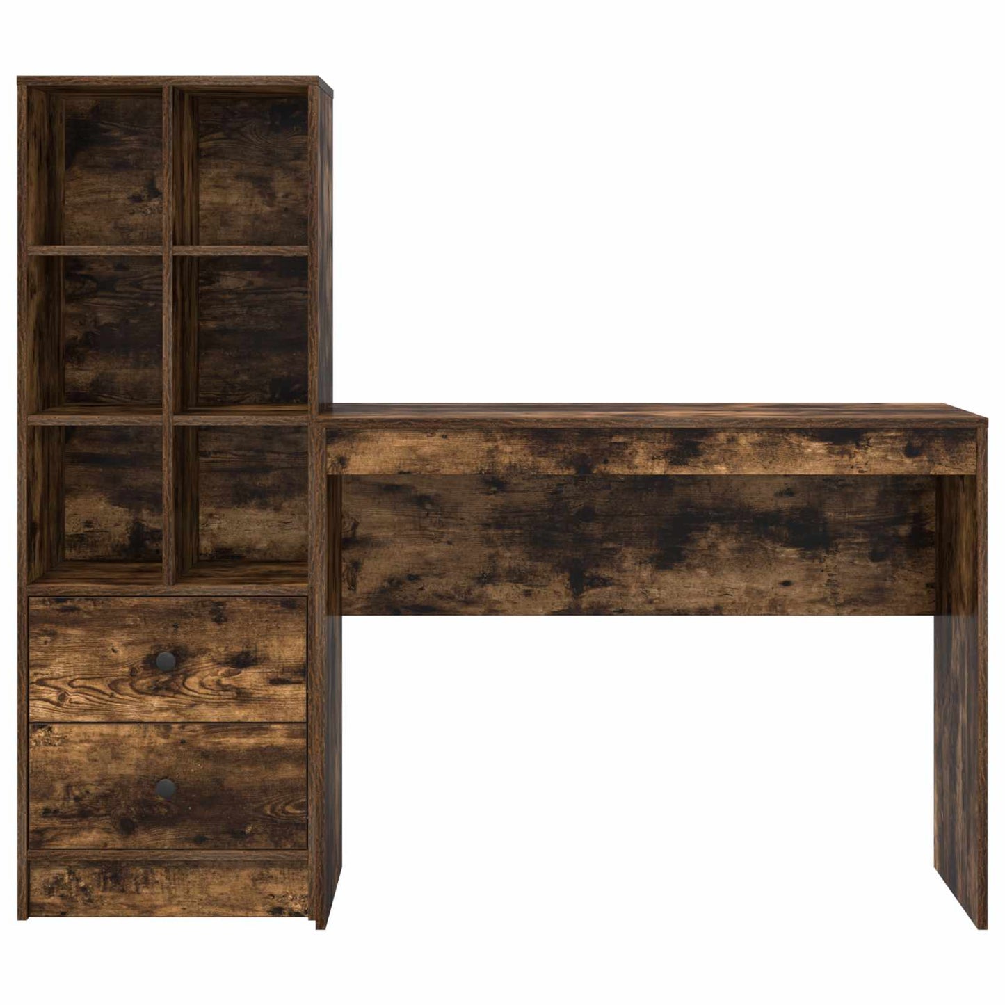 Desk with Drawer with Shelf with Storage 2 pcs Smoked Oak