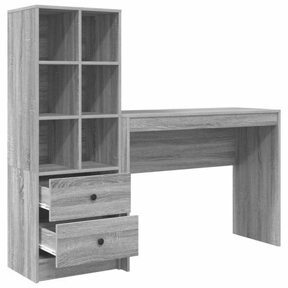 Desk with Drawer with Shelf with Storage 2 pcs Grey Sonoma
