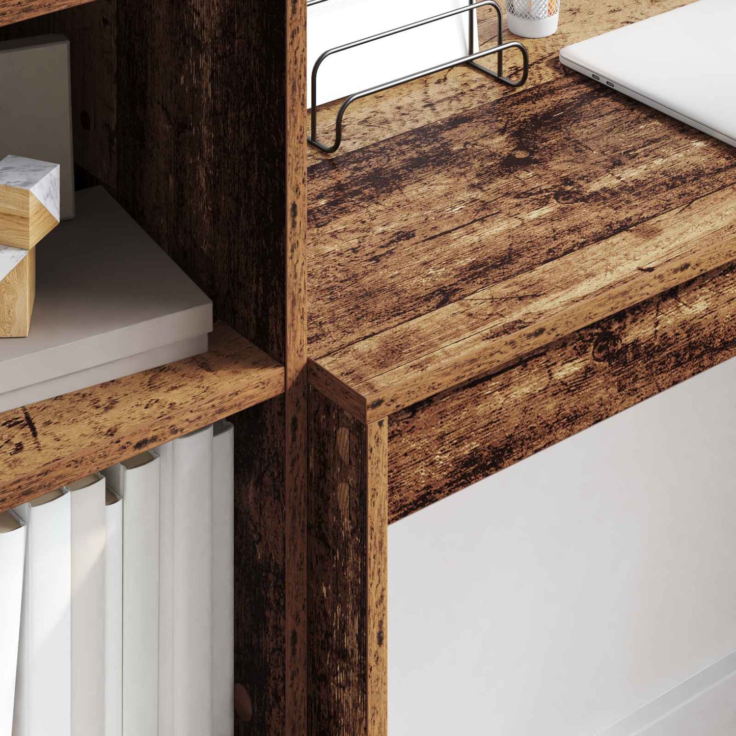 Desk with Drawer with Shelf with Storage 2 pcs Old Wood