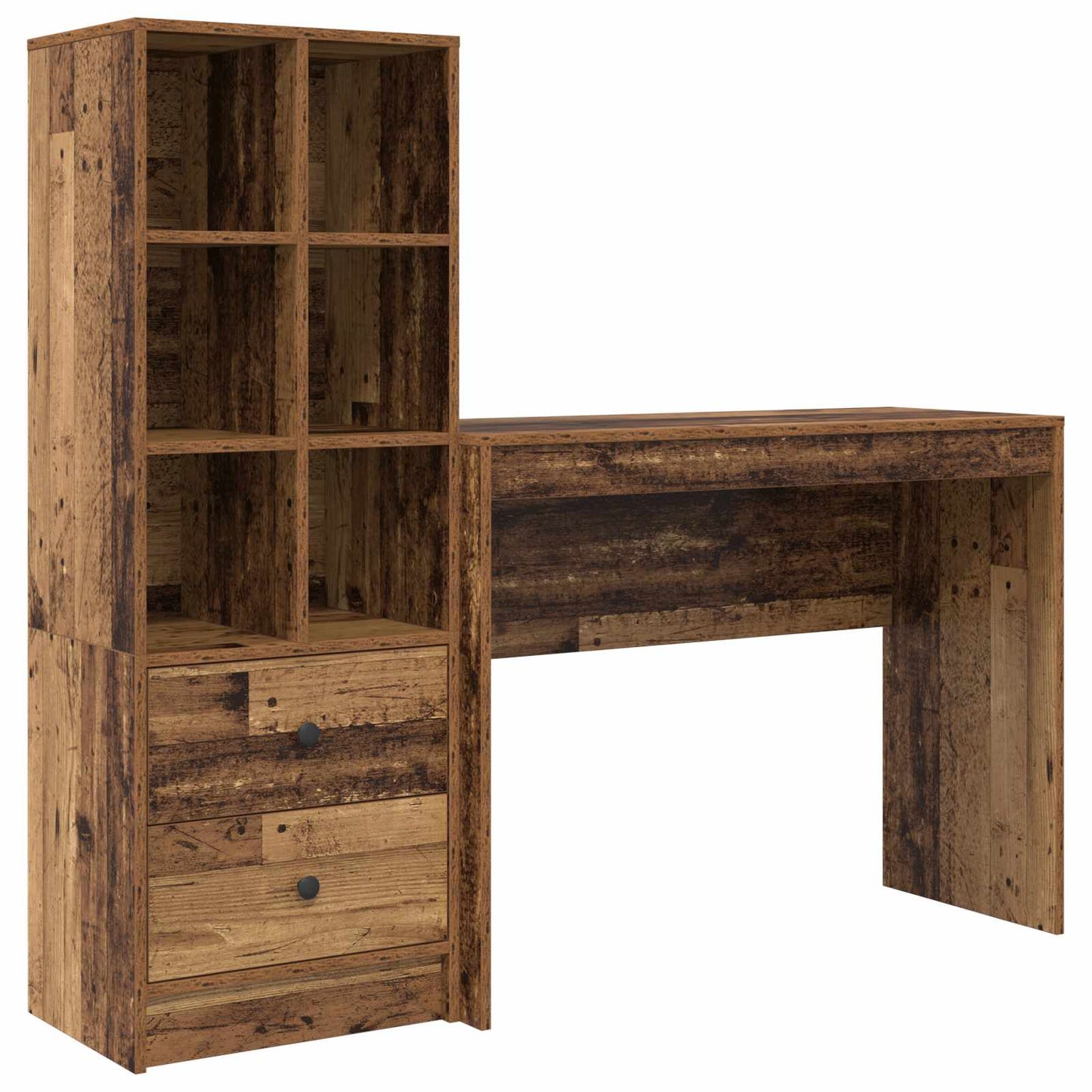 Desk with Drawer with Shelf with Storage 2 pcs Old Wood