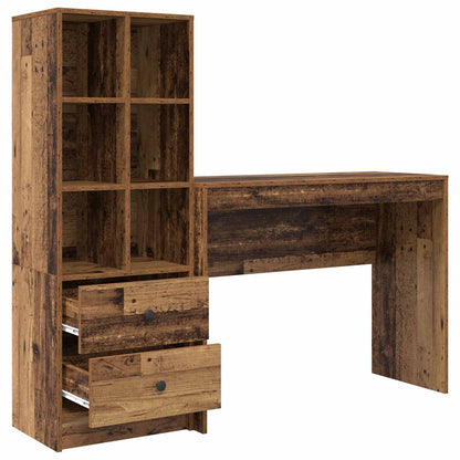 Desk with Drawer with Shelf with Storage 2 pcs Old Wood