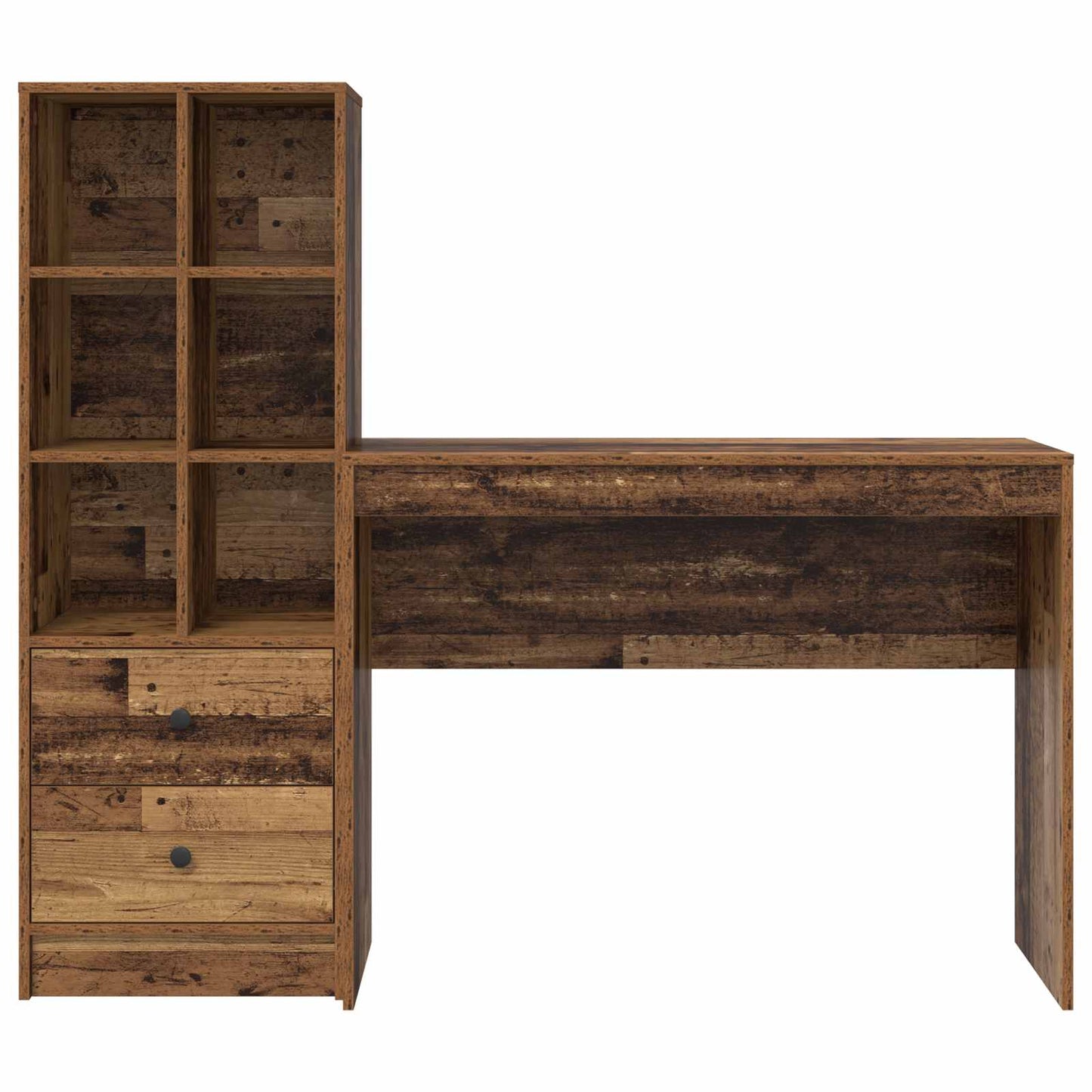 Desk with Drawer with Shelf with Storage 2 pcs Old Wood