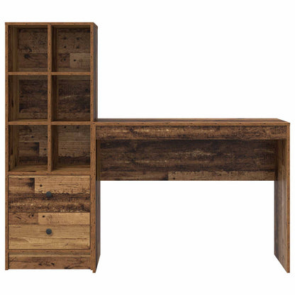 Desk with Drawer with Shelf with Storage 2 pcs Old Wood