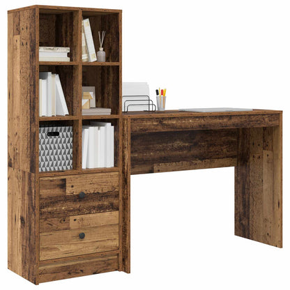 Desk with Drawer with Shelf with Storage 2 pcs Old Wood