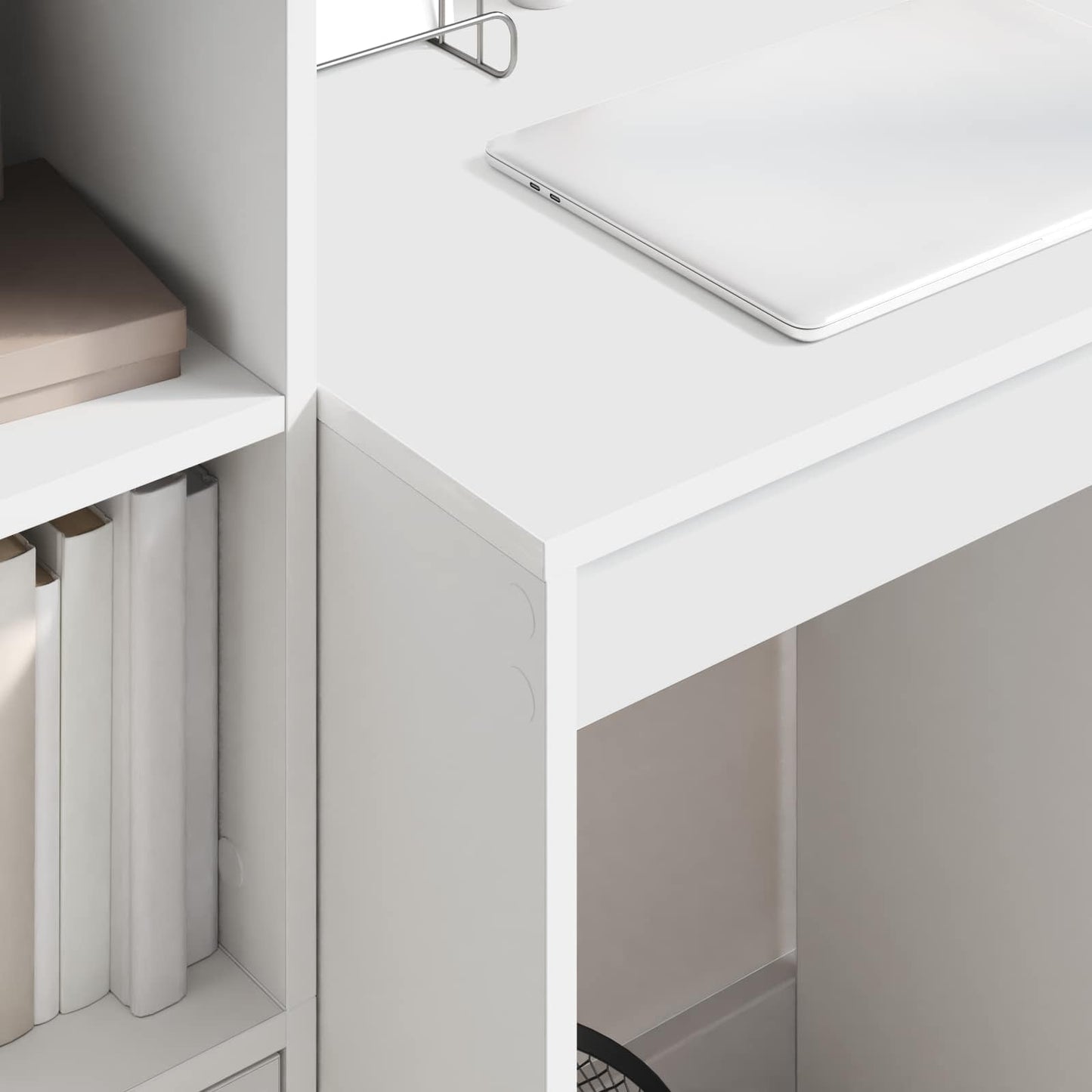 Desk with Drawer with Shelf with Storage 2 pcs White
