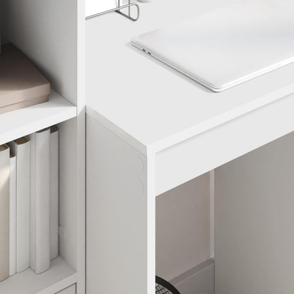 Desk with Drawer with Shelf with Storage 2 pcs White