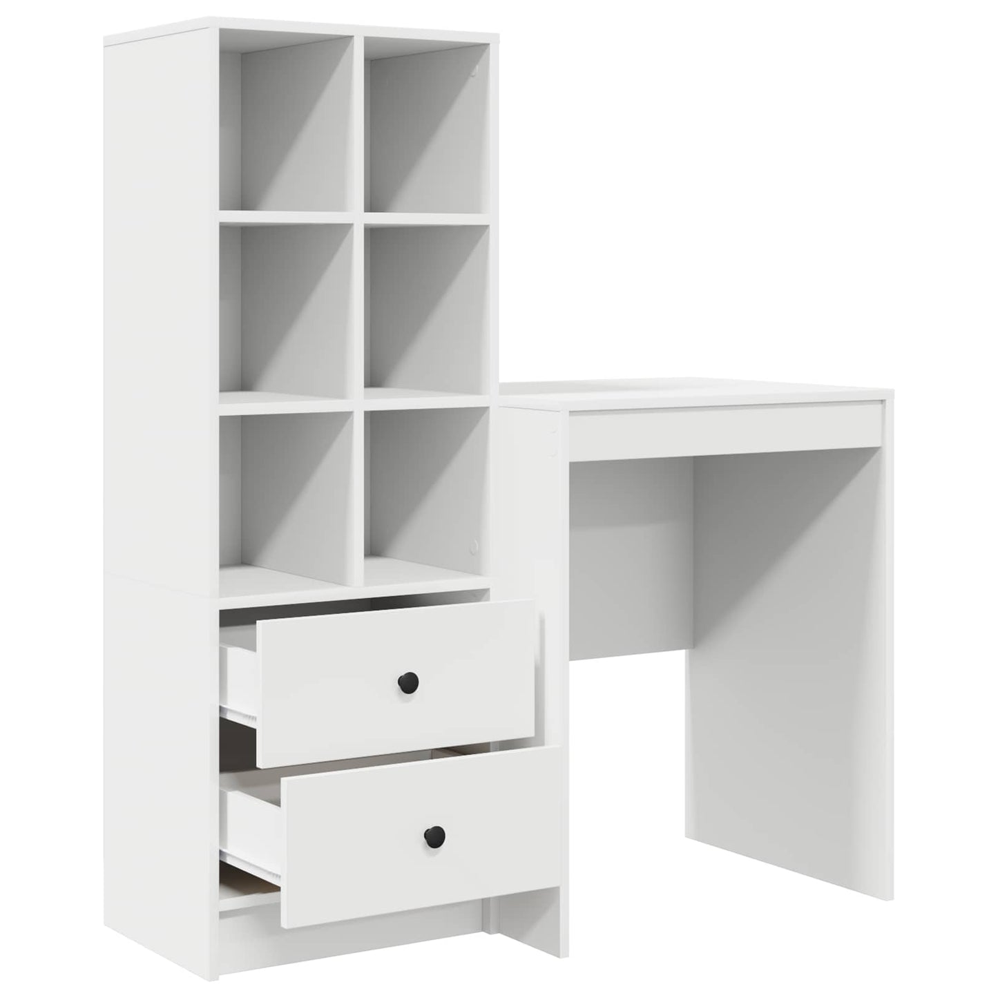 Desk with Drawer with Shelf with Storage 2 pcs White