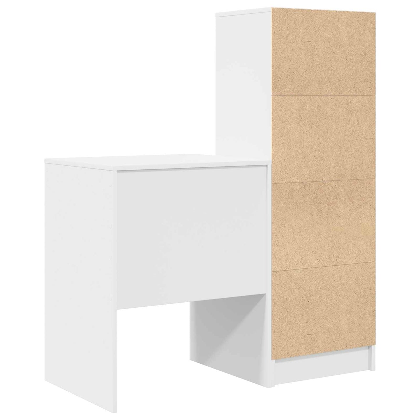 Desk with Drawer with Shelf with Storage 2 pcs White