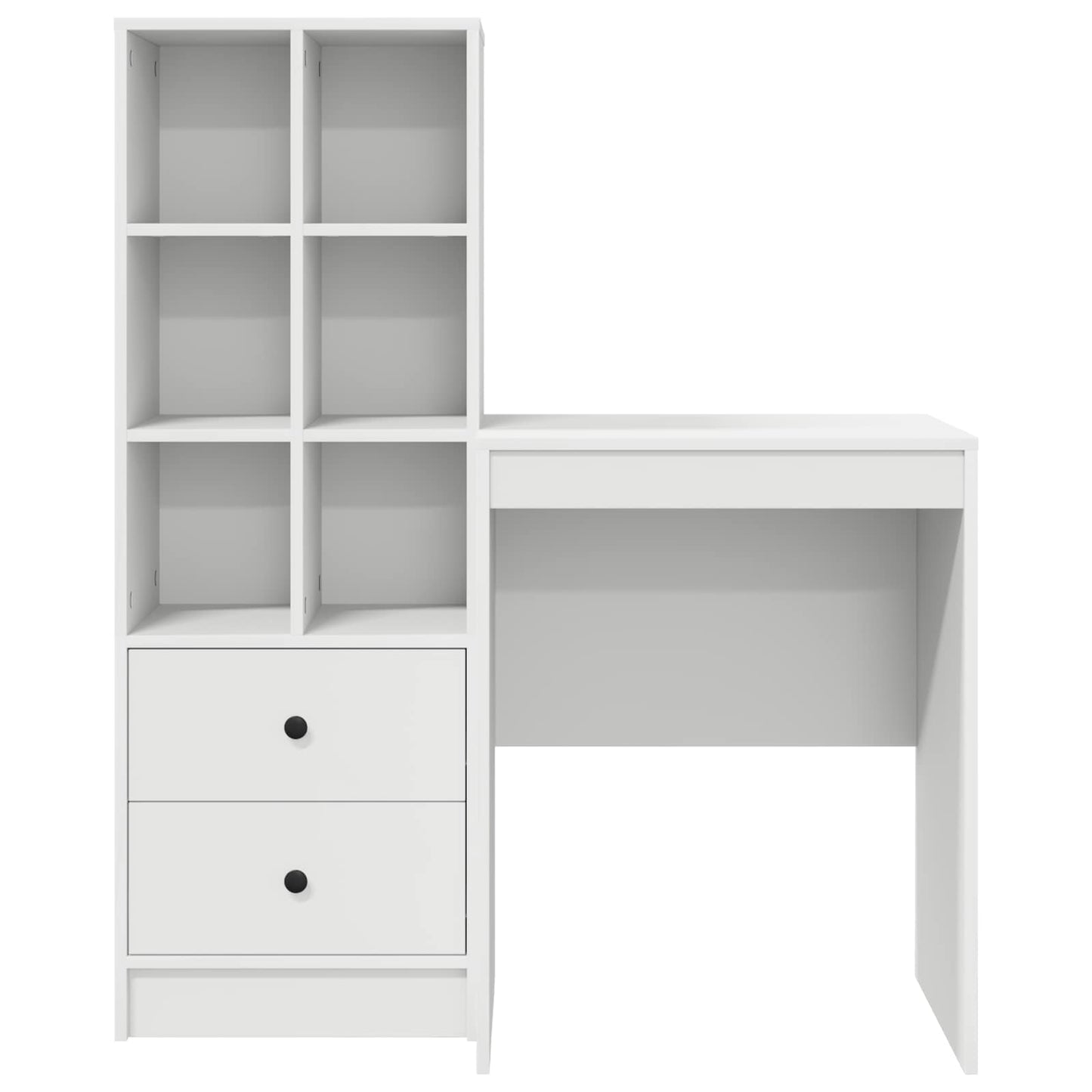 Desk with Drawer with Shelf with Storage 2 pcs White