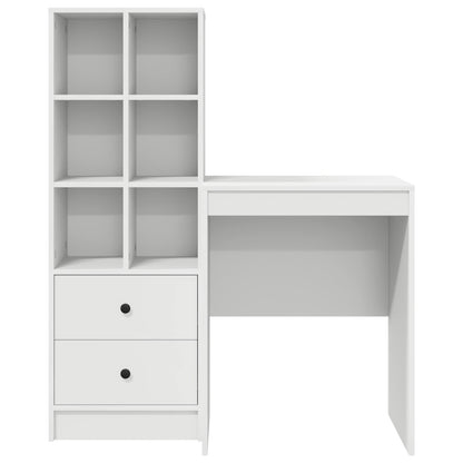 Desk with Drawer with Shelf with Storage 2 pcs White