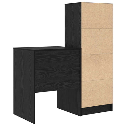 Desk with Drawer with Shelf with Storage 2 pcs Black Oak