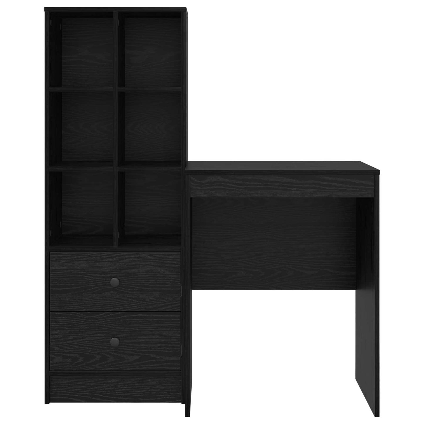 Desk with Drawer with Shelf with Storage 2 pcs Black Oak