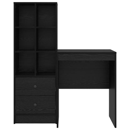 Desk with Drawer with Shelf with Storage 2 pcs Black Oak