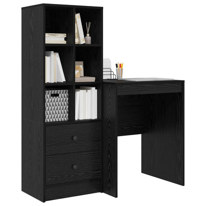 Desk with Drawer with Shelf with Storage 2 pcs Black Oak