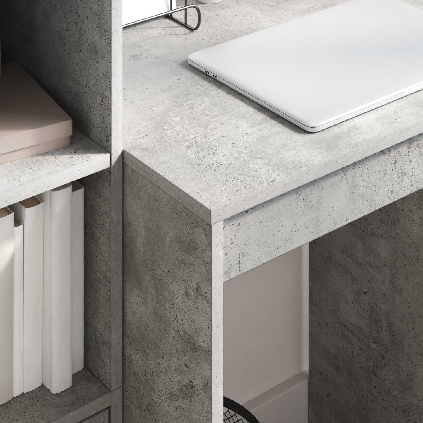 Desk with Drawer with Shelf with Storage 2 pcs Concrete Grey