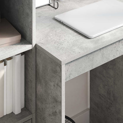 Desk with Drawer with Shelf with Storage 2 pcs Concrete Grey