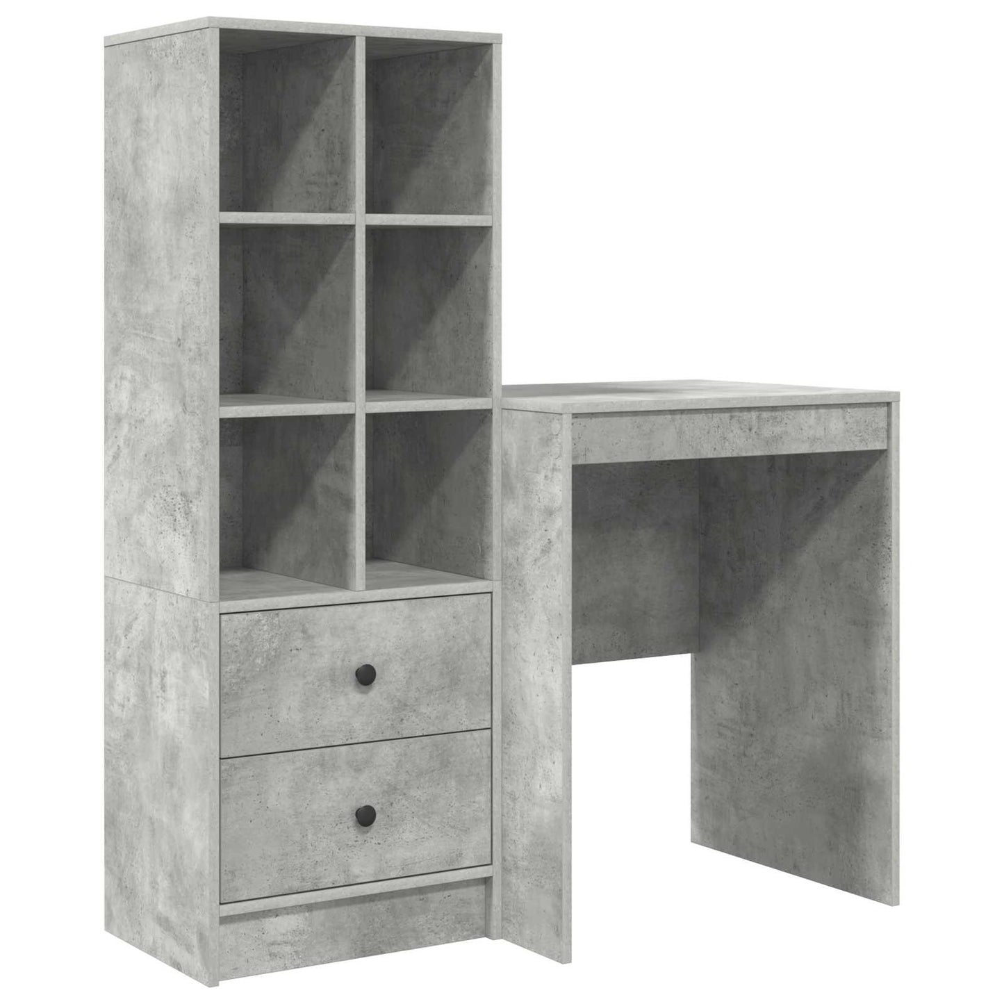 Desk with Drawer with Shelf with Storage 2 pcs Concrete Grey