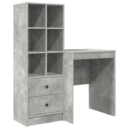 Desk with Drawer with Shelf with Storage 2 pcs Concrete Grey