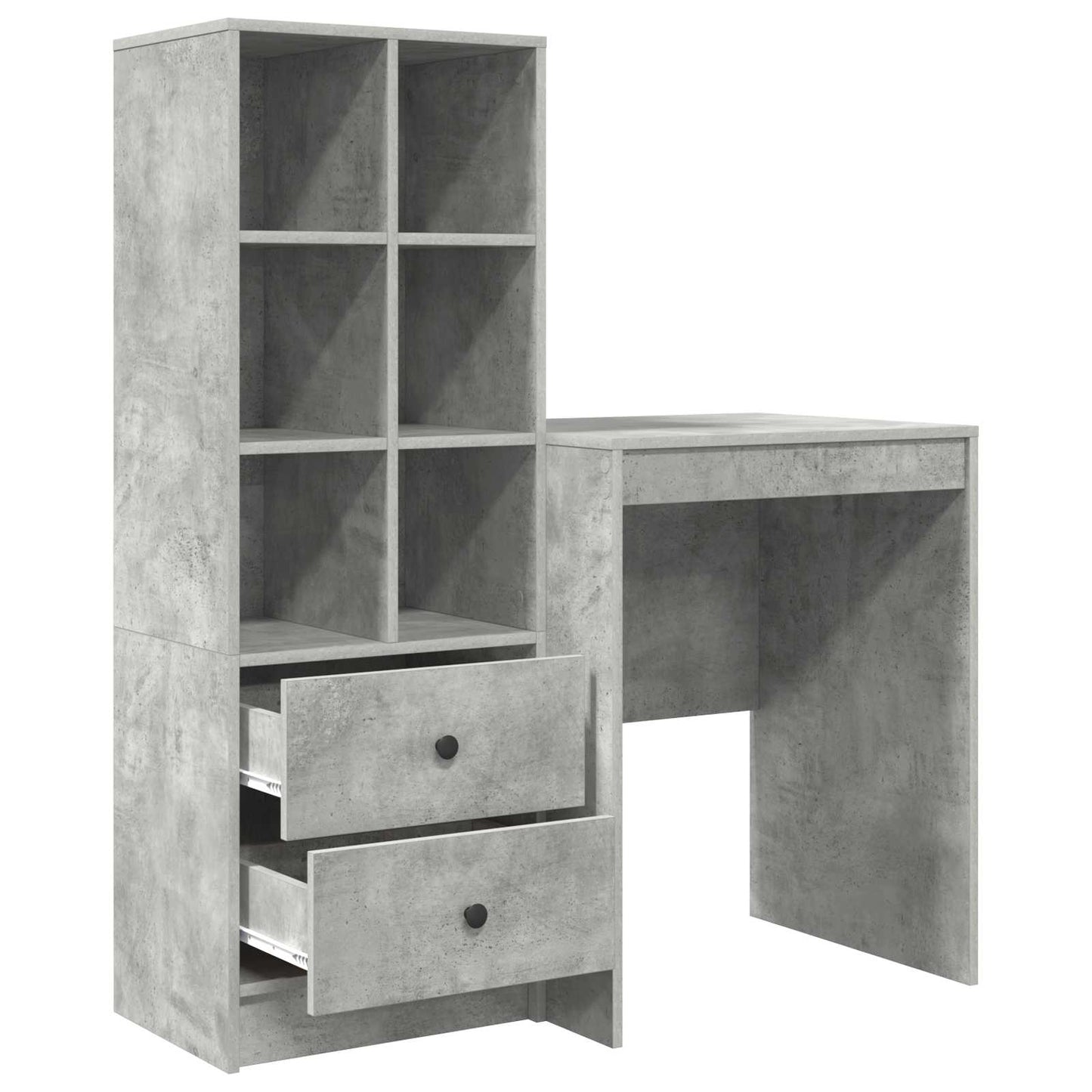 Desk with Drawer with Shelf with Storage 2 pcs Concrete Grey