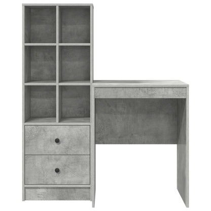 Desk with Drawer with Shelf with Storage 2 pcs Concrete Grey