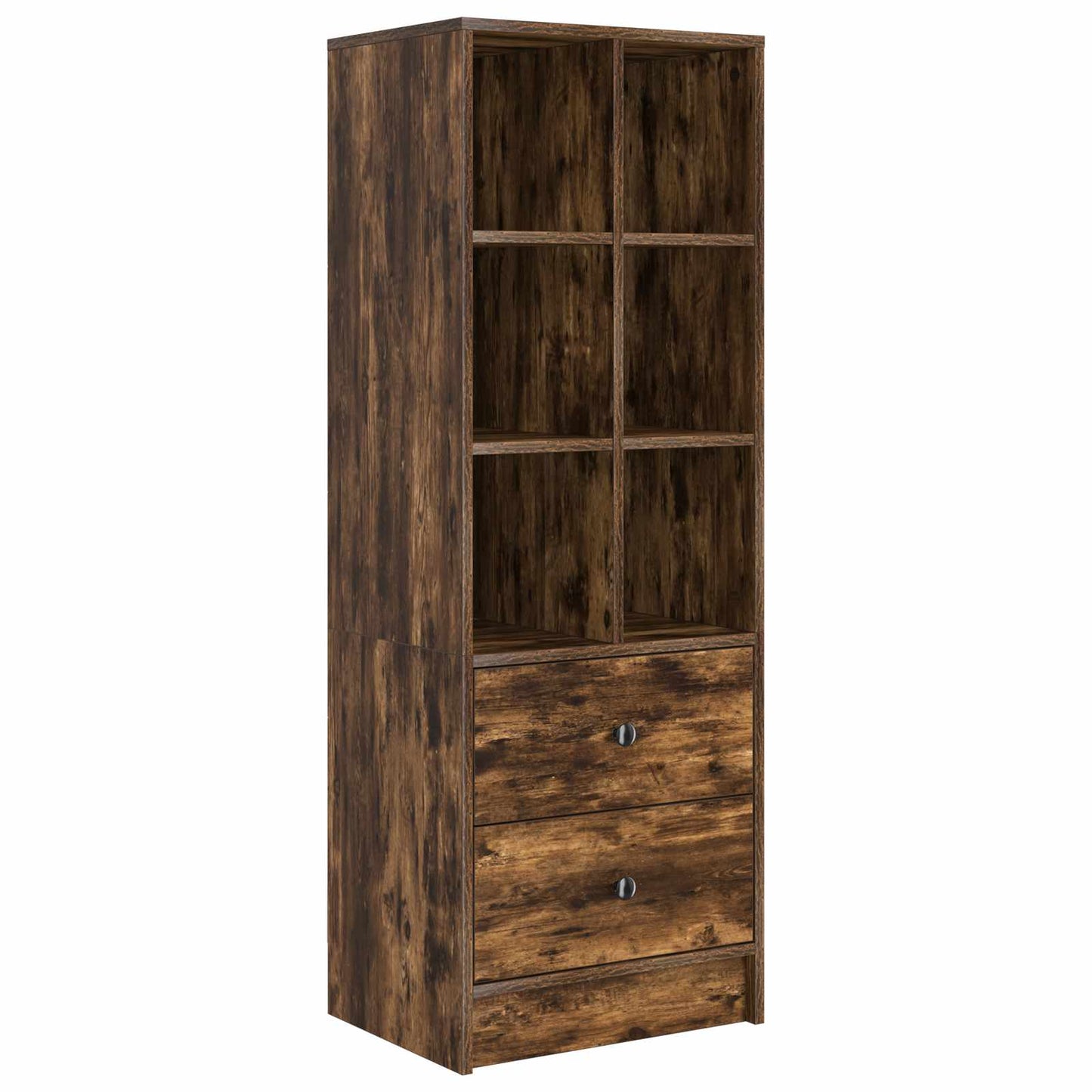 Desk with Drawer with Shelf with Storage 2 pcs Smoked Oak