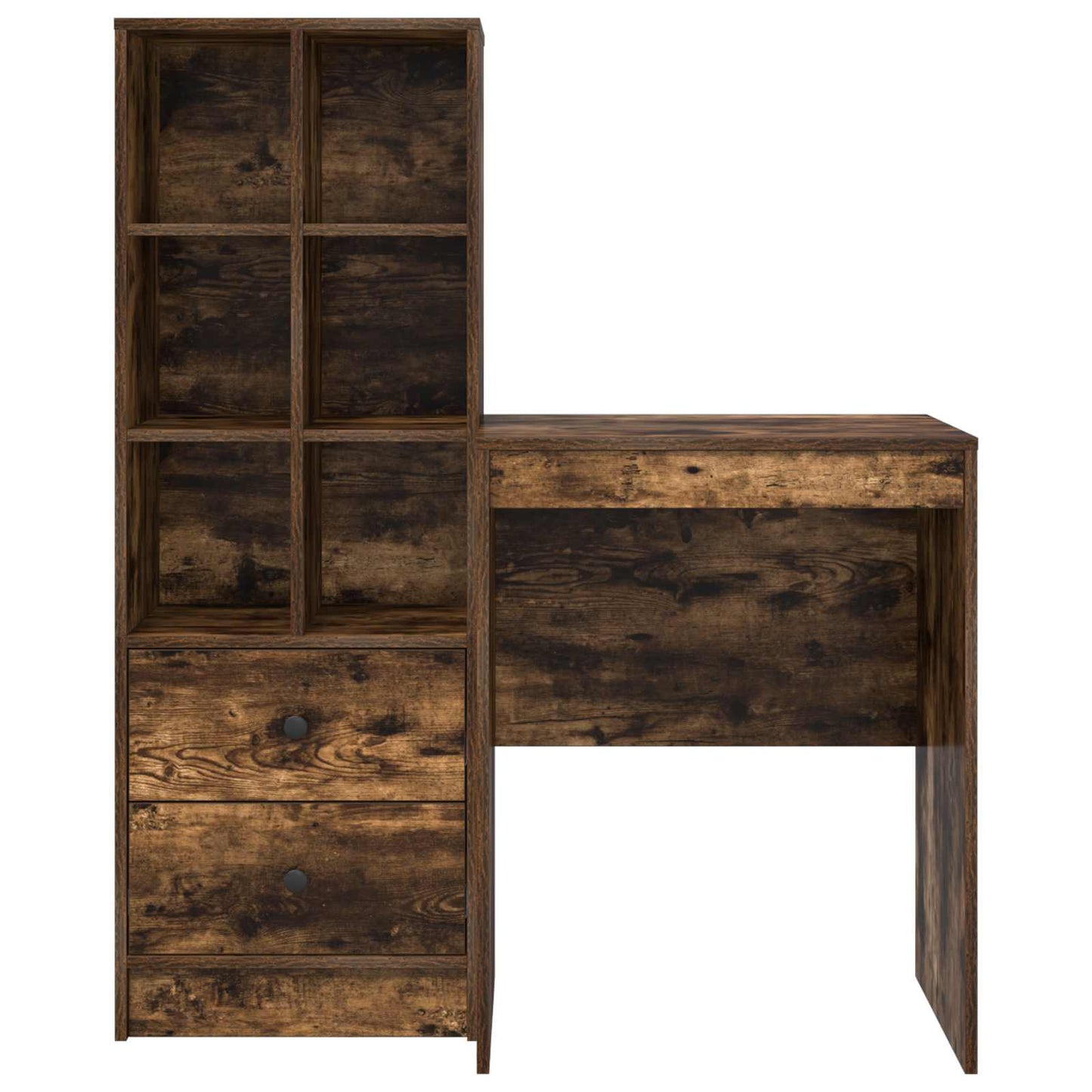 Desk with Drawer with Shelf with Storage 2 pcs Smoked Oak