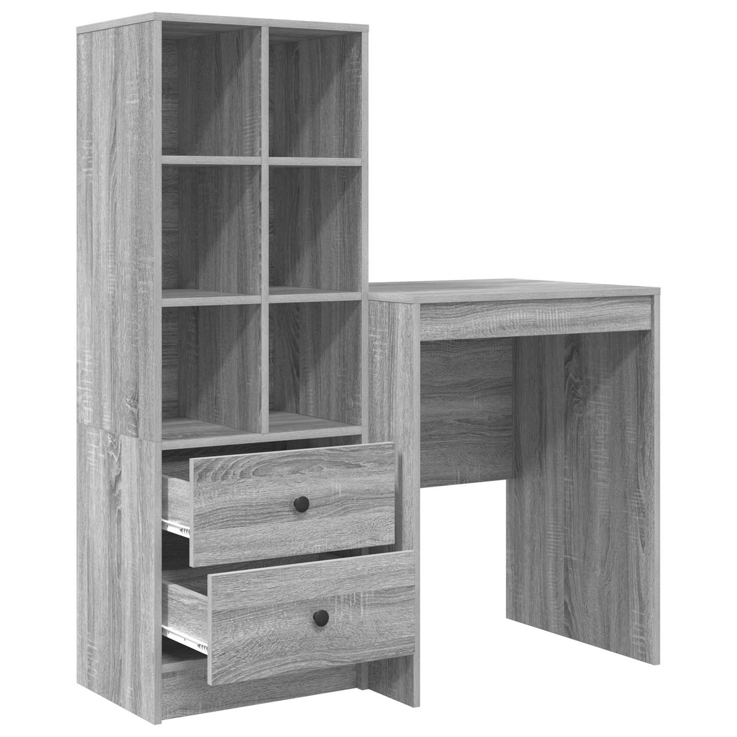 Desk with Drawer with Shelf with Storage 2 pcs Grey Sonoma