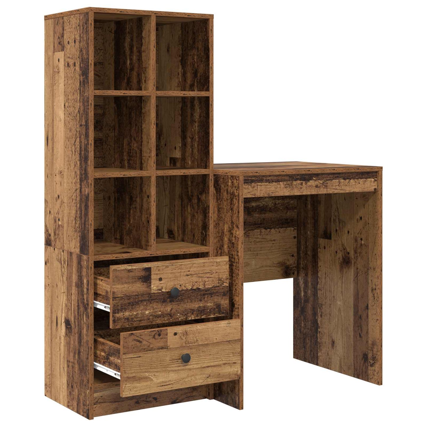 Desk with Drawer with Shelf with Storage 2 pcs Old Wood