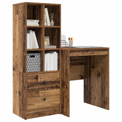 Desk with Drawer with Shelf with Storage 2 pcs Old Wood