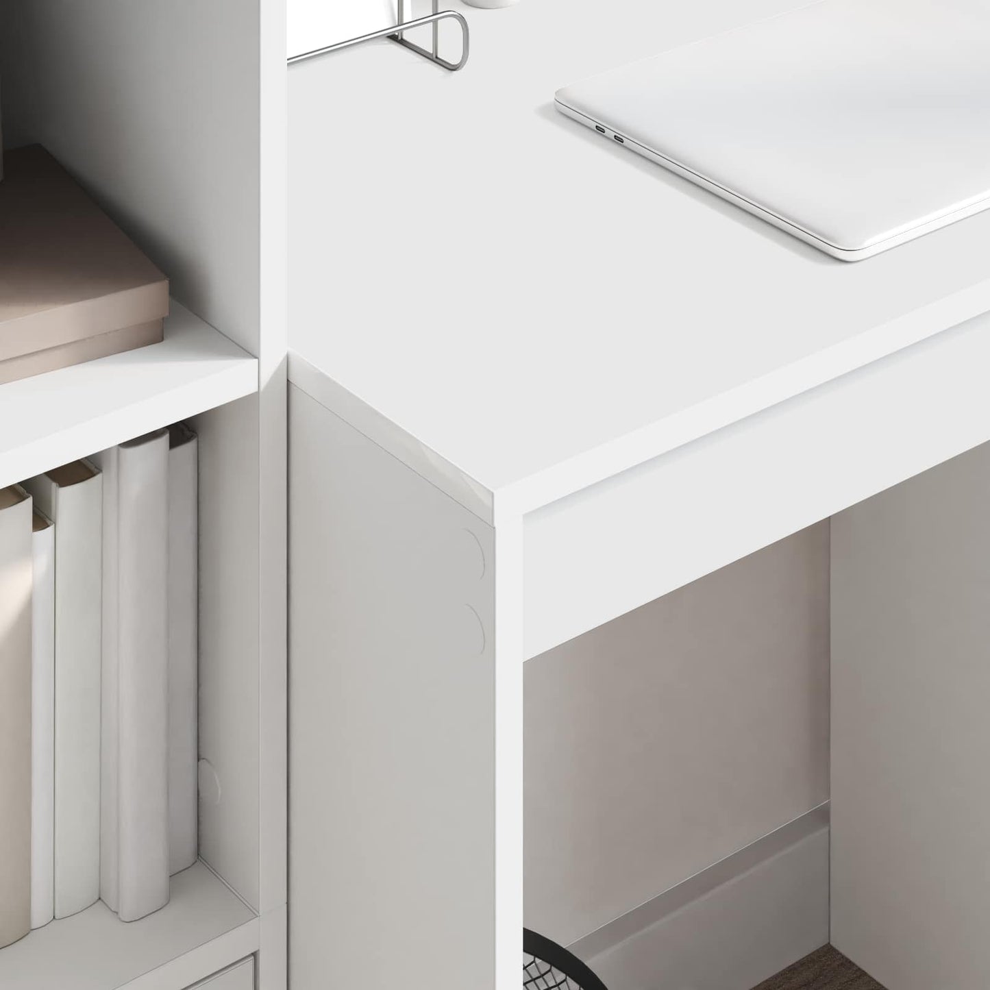 Desk with Drawer with Shelf with Storage 2 pcs White