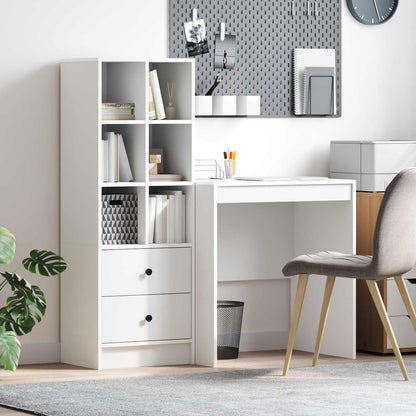 Desk with Drawer with Shelf with Storage 2 pcs White