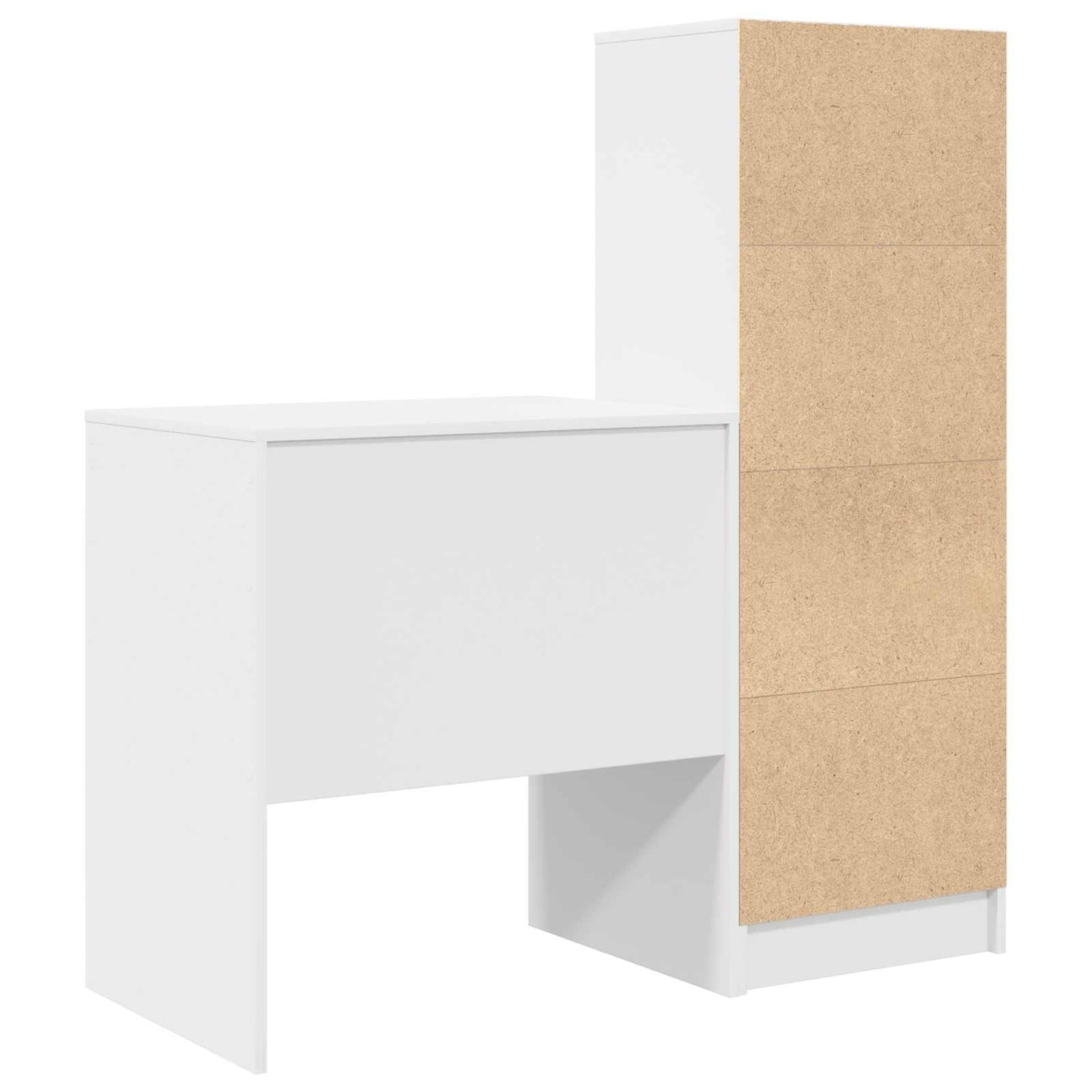 Desk with Drawer with Shelf with Storage 2 pcs White