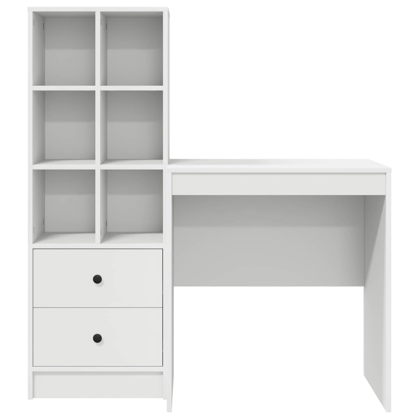 Desk with Drawer with Shelf with Storage 2 pcs White