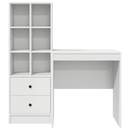 Desk with Drawer with Shelf with Storage 2 pcs White