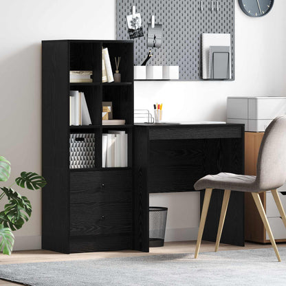 Desk with Drawer with Shelf with Storage 2 pcs Black Oak