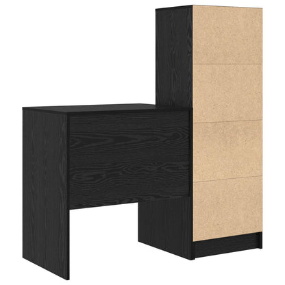 Desk with Drawer with Shelf with Storage 2 pcs Black Oak