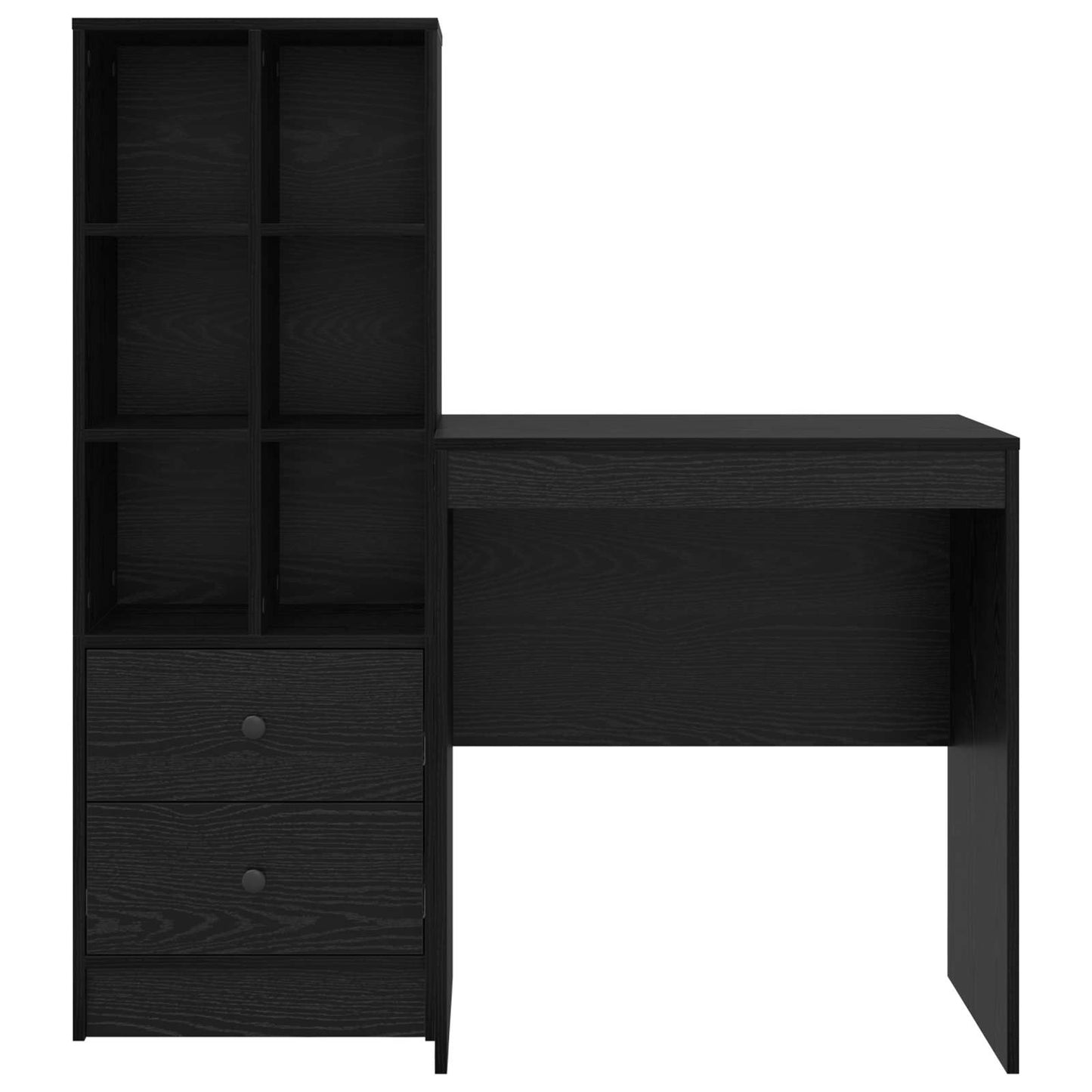 Desk with Drawer with Shelf with Storage 2 pcs Black Oak