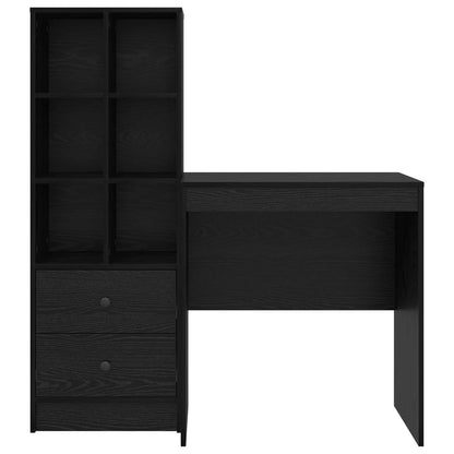 Desk with Drawer with Shelf with Storage 2 pcs Black Oak