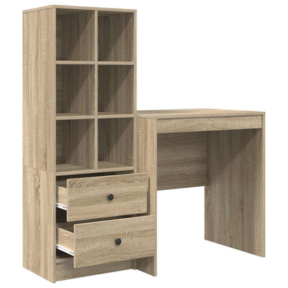 Desk with Drawer with Shelf with Storage 2 pcs Sonoma Oak