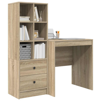 Desk with Drawer with Shelf with Storage 2 pcs Sonoma Oak