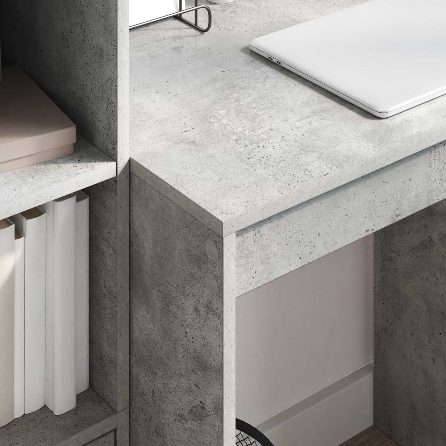 Desk with Drawer with Shelf with Storage 2 pcs Concrete Grey
