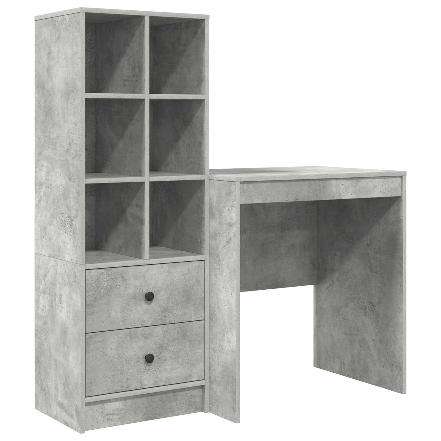 Desk with Drawer with Shelf with Storage 2 pcs Concrete Grey