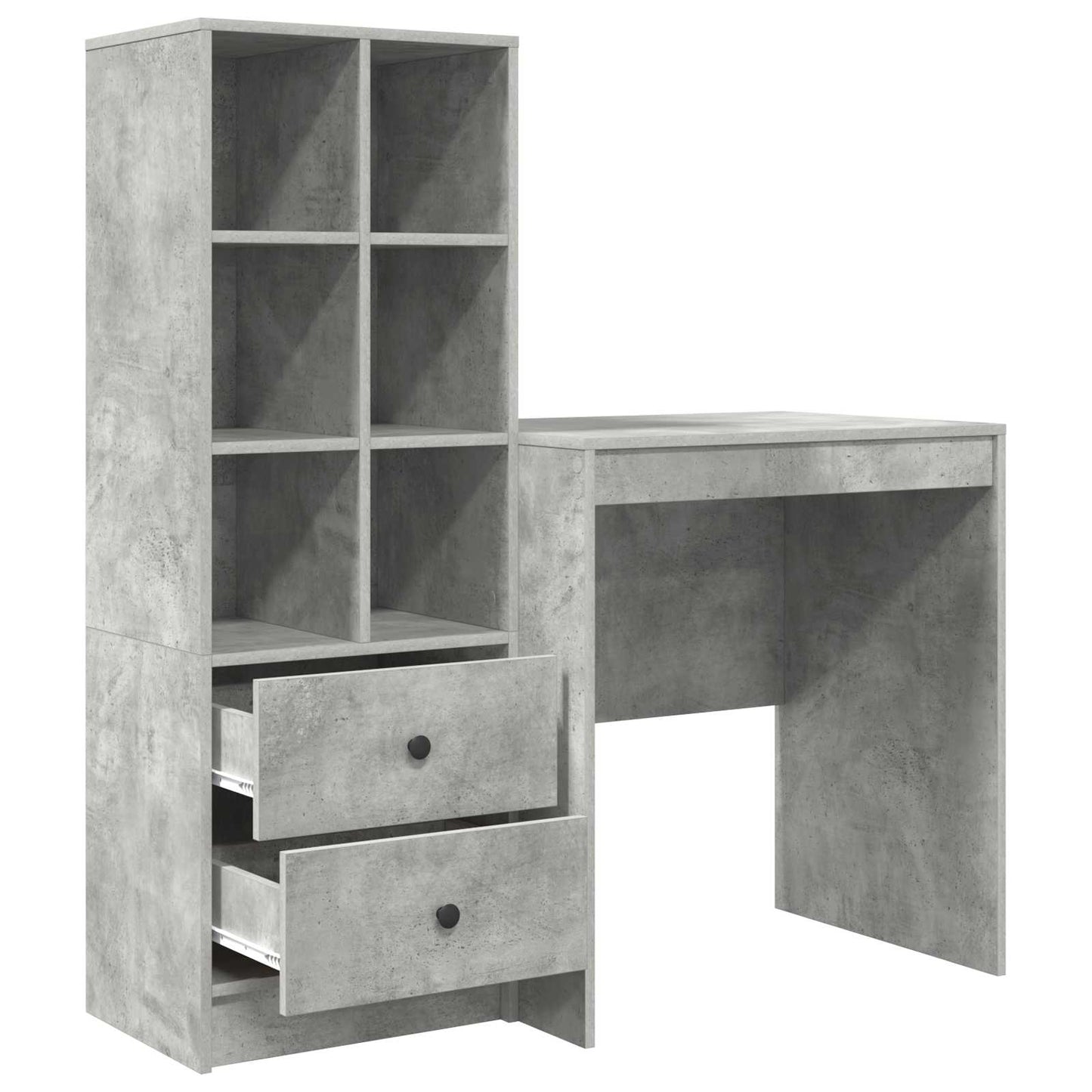 Desk with Drawer with Shelf with Storage 2 pcs Concrete Grey