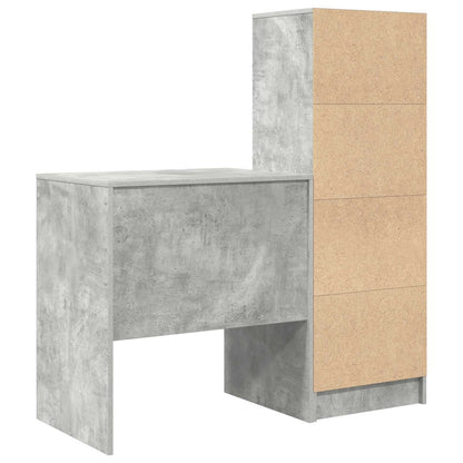 Desk with Drawer with Shelf with Storage 2 pcs Concrete Grey