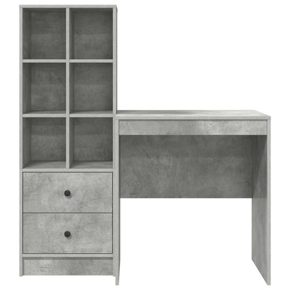 Desk with Drawer with Shelf with Storage 2 pcs Concrete Grey